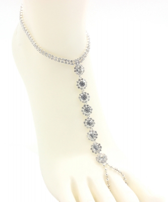Rhinestone Point Toering Anklet AN300045 SILVER
